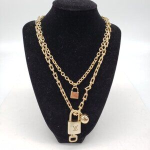 Authentic Louis Vuitton Lock & Key W/ Unbranded Stainless Steel Gold Platedchain